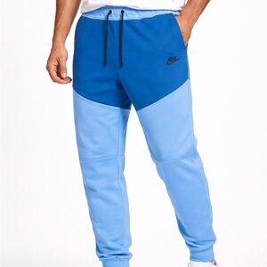 L Nike Tech Fleece Joggers Blue Colorblock Men’s Sweatpants Athletic Track Pants